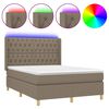 vidaXL Box spring postel s matrac&iacute; a LED taupe 140x190 cm textil