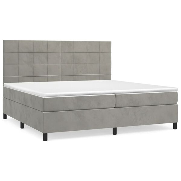 vidaXL Box spring postel s matrac&iacute; světle &scaron;ed&aacute; 200x200 cm samet