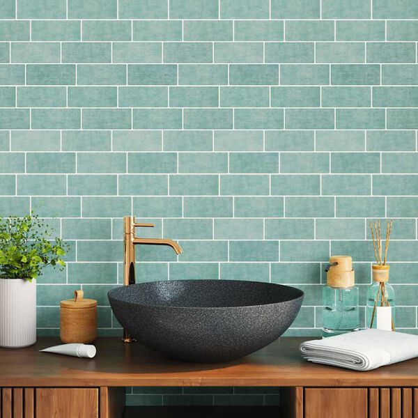 vidaXL Subway dlaždice 20 pcs &Scaron;edozelen&aacute; 29 x 21 cm Polyuretan a PET