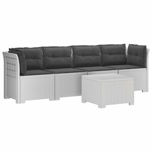 vidaXL 4-m&iacute;stn&aacute; zahradn&iacute; sofa s pol&scaron;t&aacute;ři v rattanu PP B&iacute;l&aacute;