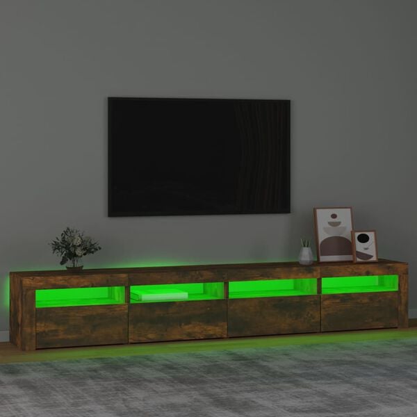 vidaXL TV skř&iacute;ňka s LED osvětlen&iacute;m kouřov&yacute; dub 240x35x40 cm
