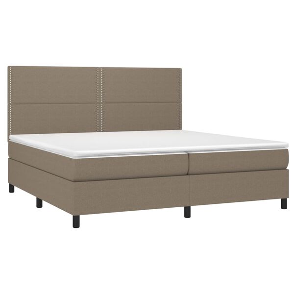 vidaXL Box spring postel s matrac&iacute; a LED taupe 200x200 cm textil