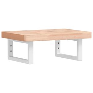 vidaXL Deska pod umyvadlo nástěnná ocel a masivní bukové dřevo