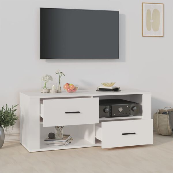 vidaXL TV skř&iacute;ňka b&iacute;l&aacute; 100 x 35 x 40 cm kompozitn&iacute; dřevo