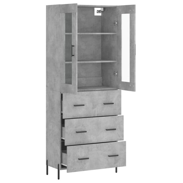 vidaXL Skř&iacute;ň highboard betonově &scaron;ed&aacute; 69,5x34x180 cm kompozitn&iacute; dřevo