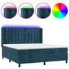 vidaXL Box spring postel s matrac&iacute; a LED tmavě modr&aacute; 160x200 cm samet