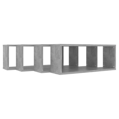vidaXL Nástěnné police krychlové 4 ks betonově šedé 60 x 15 x 23 cm