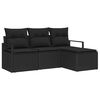 vidaXL Set pohovek s pol&scaron;t&aacute;řem s &uacute;loži&scaron;těm 4 pcs Čern&aacute; polyratan