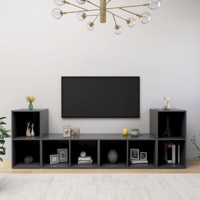 vidaXL TV skříňky 4 ks šedé 72 x 35 x 36,5 cm dřevotříska