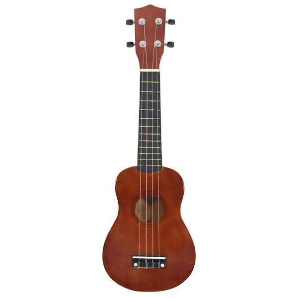 vidaXL Set sopr&aacute;nov&eacute; ukulele s obalem pro děti tmav&eacute; dřevo 23"