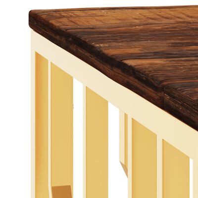 vidaXL Konferenční stolek zlatý nerezová ocel a recyklované dřevo