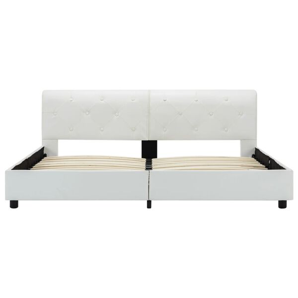 vidaXL R&aacute;m postele b&iacute;l&yacute; uměl&aacute; kůže 160 x 200 cm