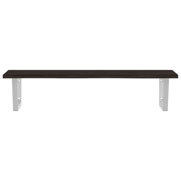 vidaXL Deska pod umyvadlo n&aacute;stěnn&aacute; ocel a masivn&iacute; dubov&eacute; dřevo