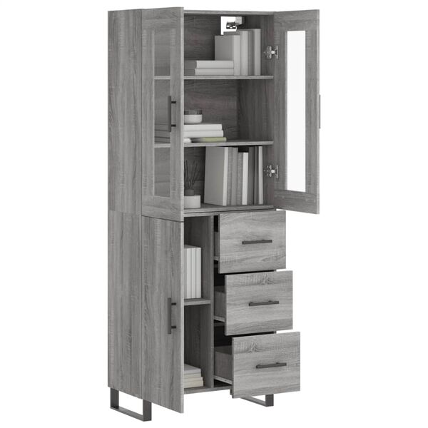 vidaXL Skř&iacute;ň highboard &scaron;ed&aacute; sonoma 69,5 x 34 x 180 cm kompozitn&iacute; dřevo