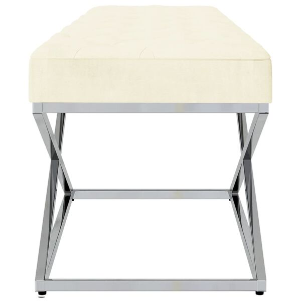 vidaXL Lavice kr&eacute;mov&aacute; samet a nerezov&aacute; ocel