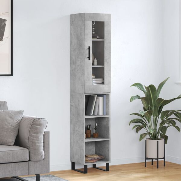 vidaXL Skř&iacute;ň highboard betonově &scaron;ed&aacute; 34,5x34x180 cm kompozitn&iacute; dřevo