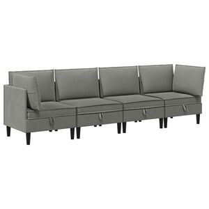 vidaXL Sada n&aacute;bytku do ob&yacute;vac&iacute;ho pokoje 4 ks Tmavě &scaron;ed&aacute; Textil
