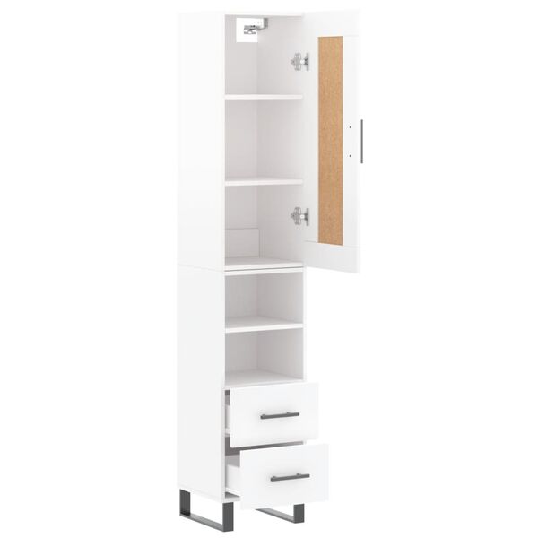 vidaXL Skř&iacute;ň highboard b&iacute;l&aacute; s vysok&yacute;m leskem 34,5x34x180 cm kompozit