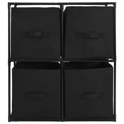 vidaXL Úložná skříňka se 4 textilními koši černá 63 x 30 x 71 cm ocel