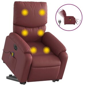 vidaXL Elektrick&eacute; zvedac&iacute; mas&aacute;žn&iacute; polohovac&iacute; křeslo v&iacute;nov&eacute; uměl&aacute; kůže