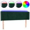 vidaXL Čelo postele s LED tmavě zelen&eacute; 147 x 16 x 78/88 cm samet