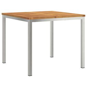 vidaXL J&iacute;deln&iacute; stůl 90x90x75 cm Masivn&iacute; ak&aacute;ciov&eacute; dřevo a nerezov&aacute; ocel