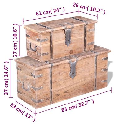 vidaXL Úložné truhly z akáciového dřeva sada 2 ks
