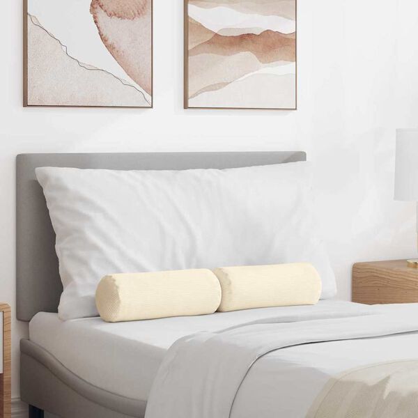 vidaXL Polštáře 2 pcs Krémová Ø 15 x 40 cm Žebrovaná látka