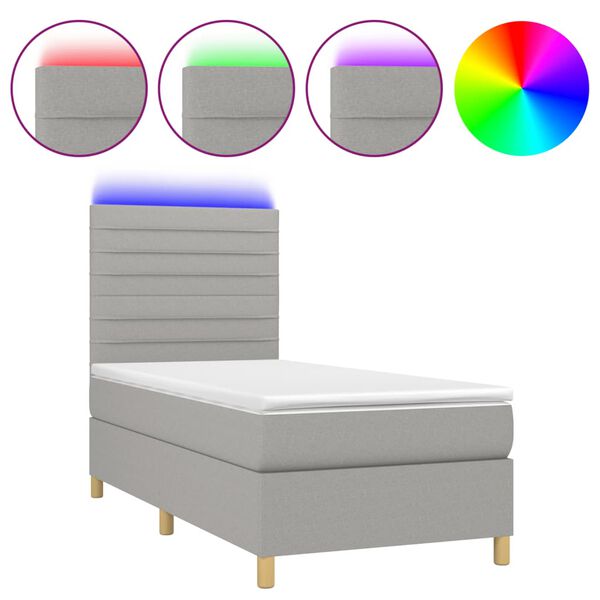 vidaXL Box spring postel s matrac&iacute; a LED světle &scaron;ed&aacute; 80x200 cm textil