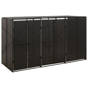 vidaXL Př&iacute;stře&scaron;ek na tři popelnice čern&yacute; 207 x 80 x 117 cm polyratan