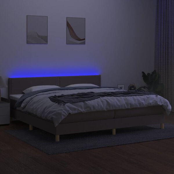 vidaXL Box spring postel s matrac&iacute; a LED taupe 200x200 cm textil