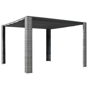vidaXL Alt&aacute;n se střechou polyratan 300x300x220 cm &scaron;ed&yacute; a antracitov&yacute;