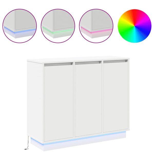 vidaXL LED komoda B&iacute;l&aacute; 90 x 32 x 75 cm kompozitn&iacute; dřevo