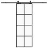vidaXL Posuvn&eacute; dveře se sadou kov&aacute;n&iacute; čern&eacute; 76x205 cm ESG Glass
