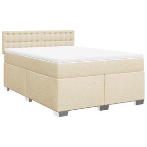 vidaXL Box spring postel s matrac&iacute; kr&eacute;mov&aacute; 140x190 cm textil