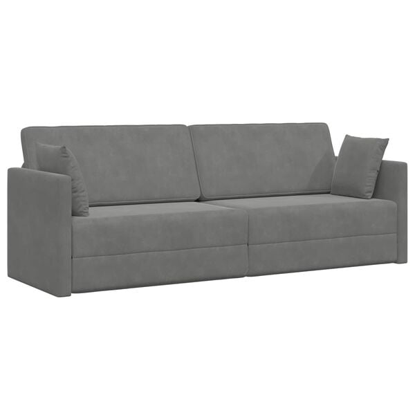 vidaXL Podlahov&aacute; pohovka na span&iacute; 200cm Tmavě &scaron;ed&aacute; samet