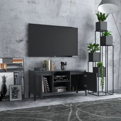 vidaXL TV stolek s kovovými nohami šedý 103,5 x 35 x 50 cm