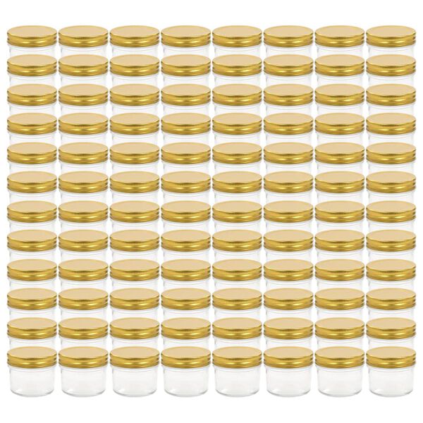 vidaXL Zavařovac&iacute; sklenice se zlat&yacute;mi v&iacute;čky 96 ks 110 ml