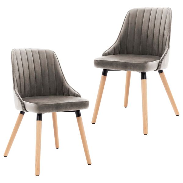 323052 vidaXL Dining Chairs 2 pcs Light Grey Velvet