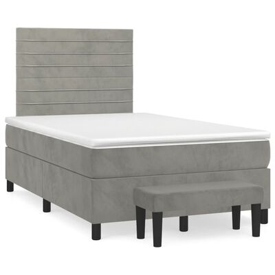vidaXL Box spring postel s matrací světle šedá 120 x 200 cm samet