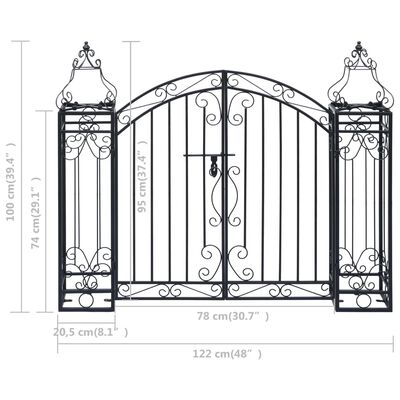 vidaXL Okrasná zahradní brána tepané železo 122 x 20,5 x 100 cm