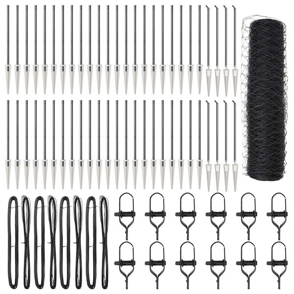 vidaXL Plotov&yacute; sloupek. &Scaron;ed&aacute; 100 x 1 m (50 mm s&iacute;ť) Ocel a PVC