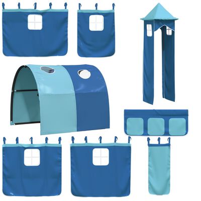 vidaXL Dětská patrová postel s věží modrá 80 x 200 cm masiv borovice