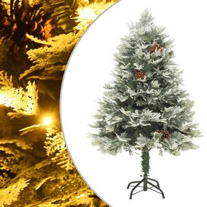 vidaXL V&aacute;nočn&iacute; stromek s LED a borov&yacute;mi &scaron;i&scaron;kami zelen&yacute; 150 cm PVC a PE