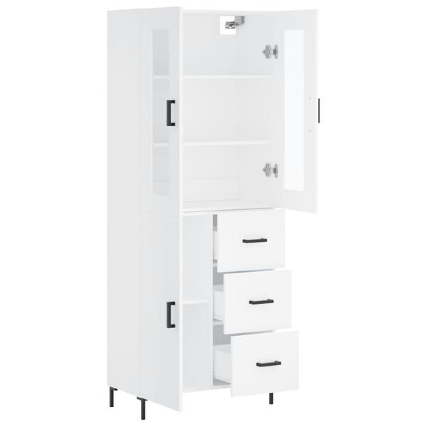 vidaXL Skř&iacute;ň highboard b&iacute;l&aacute; 69,5 x 34 x 180 cm kompozitn&iacute; dřevo