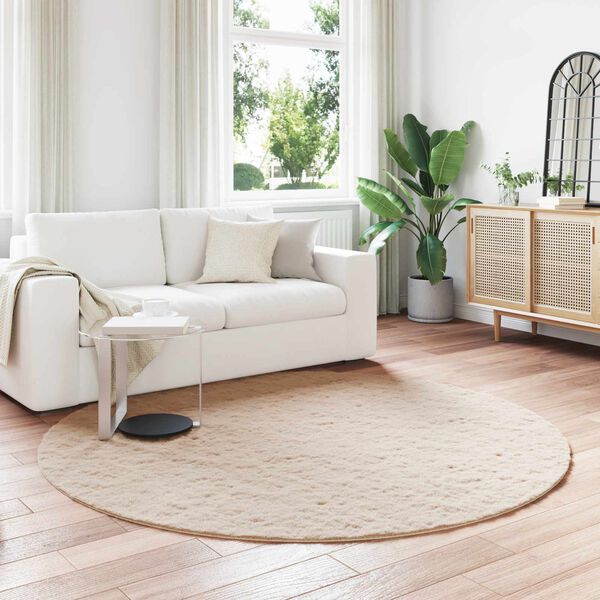 vidaXL Koberec z uměl&eacute; kr&aacute;lič&iacute; kože&scaron;iny Olite Taupe &Oslash; 200 cm Polyester