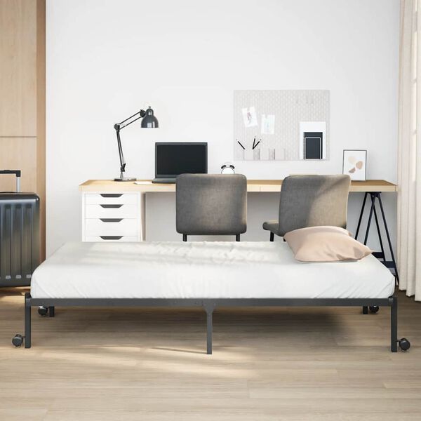 vidaXL R&aacute;m postele bez matrace skl&aacute;dac&iacute; čern&yacute; 100x200 cm ocelov&yacute;