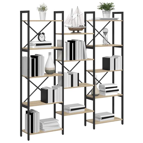 vidaXL Knihovna Sonoma dub 156 x 25 x 167 cm kompozitn&iacute; dřevo