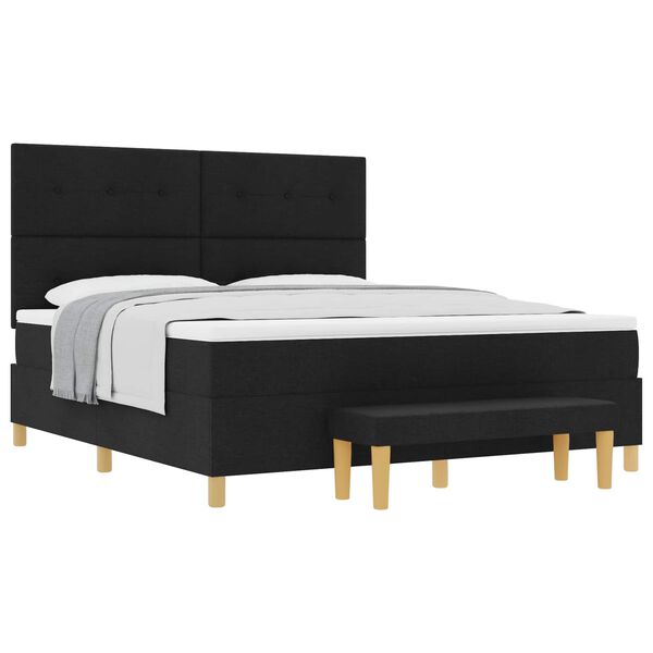 vidaXL Postel s boxspringem s matrac&iacute; s čelo Čern&aacute; 180 x 200 cm textil