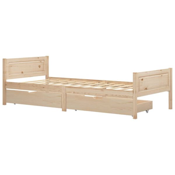 vidaXL R&aacute;m postele se 2 z&aacute;suvkami masivn&iacute; borovice 100 x 200 cm